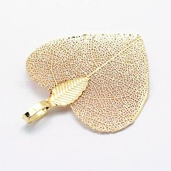 Brass Plated Natural Leaf Pendants&nbsp;KK-G321-E