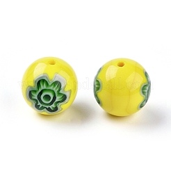 Handmade Millefiori Glass Round Beads&nbsp;X-LAMP-J038-12mm-M