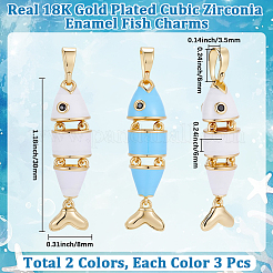 6Pcs 2Colors Brass Micro Pave Cubic Zirconia Pendants&nbsp;KK-BBC0028-95