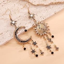 Moon with Star Bohemian Style Alloy Rhinestone Dangle Earrings&nbsp;FS-WG4F242-01