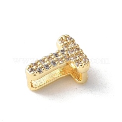Brass Micro Pave Clear Cubic Zirconia Initial Multi-strand Links&nbsp;KK-S520-01G-20