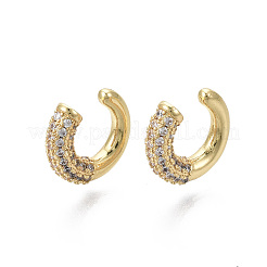 Brass Micro Pave Clear Cubic Zirconia Cuff Earrings&nbsp;X-EJEW-R114-024-NF