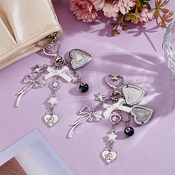 2Pcs ABS Plastic Imitation Pearl & Acrylic & Alloy Pendant Decorations&nbsp;KEYC-NB00029