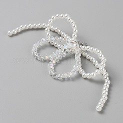 Bowknot Plastic Imitation Pearl & Glass Pendant Decorations&nbsp;AJEW-WH0270-470