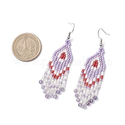 Natural Amethyst Rhombus Dangle Earrings&nbsp;EJEW-MZ00567-05