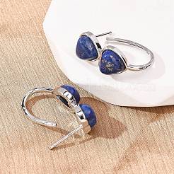 Valentine's Day Heart Natural &Lapis Lazuli Stud Earrings&nbsp;EJEW-T053-01P-12