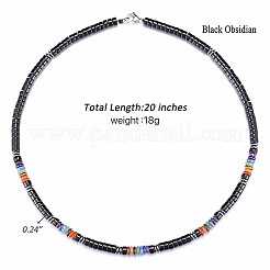 Chakra Natural Obsidian Heishi Beaded Necklaces&nbsp;MA5809-2