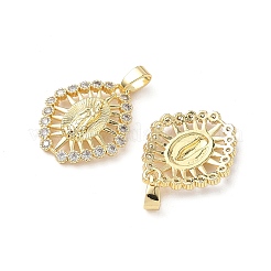 Brass Micro Pave Cubic Zirconia Pendants&nbsp;KK-P334-12G