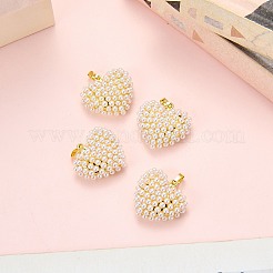 5Pcs Brass & ABS Plastic Imitation Pearl Pendants&nbsp;KK-SZ0003-15C