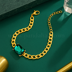 3Pcs 3 Colors Rhinestone Rectangle Link Bracelets&nbsp;BJEW-HY0001-27