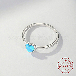 Light Sky Blue Synthetic Opal Heart Finger Ring&nbsp;FM4105-1