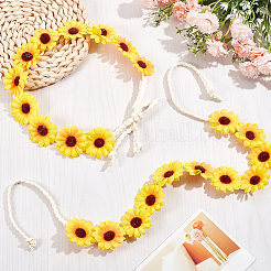 2Pcs Cloth Small Sunflowe Wreath Headband&nbsp;OHAR-CP0001-20A