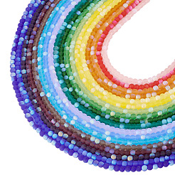 18 Strands 18 Colors Frosted Opaque Glass Beads Strands&nbsp;GLAA-TA0003-40