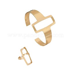 Hollow Out Rectangle Alloy Cuff Bangles & Cuff Rings Sets&nbsp;FS-WGBB0BE-02