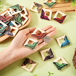 36Pcs 6 Colors Spray Painted Wood Big Pendants&nbsp;WOOD-TA0001-80