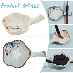 2Pcs 2 Styles Flower Shape Ceramics Ink Plate with Handle&nbsp;AJEW-PH0011-62