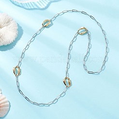 304 Stainless Steel Irregular Oval Link Paperclip Chain Necklaces&nbsp;NJEW-JN05723-02