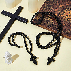 2Pcs 2 Styles Polyester Braided Cord Cross Pendant Prayer Necklaces&nbsp;NJEW-UN0001-87