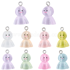 32Pcs 8 Colors Luminous Resin Pendants&nbsp;RESI-SC0006-50