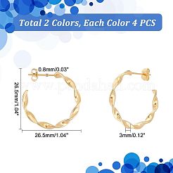 4 Pairs 2 Colors 201 Stainless Steel Wave C-shape Stud Earrings with 304 Stainless Steel Pins&nbsp;EJEW-UN0002-19