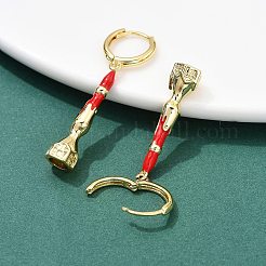 Brass Enamel House Hoop Earrings&nbsp;EJEW-B149-04G