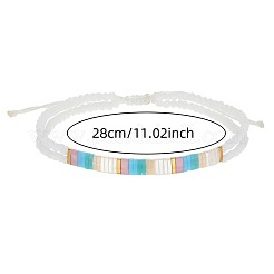 Bohemian Style Glass Seed Bead & Plastic Braided Bead Bracelets&nbsp;LS-QF8968-1