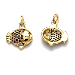 Brass Micro Pave Cubic Zirconia Pendants&nbsp;ZIRC-O039-04G