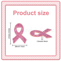 30Pcs Breast Cancer Awareness Ribbon Rhinestone Appliques&nbsp;PATC-FG0001-48