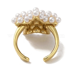 Rack Plating Brass Micro Pave Pearl Rings&nbsp;RJEW-R315-02B-G