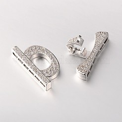 Brass Micro Pave Cubic Zirconia Fold Over Clasps&nbsp;ZIRC-M045-M-RS