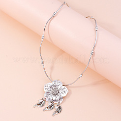Vintage Alloy Flower Pendant Necklaces for Women&nbsp;WGEB73F-01