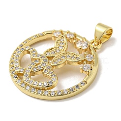 Rack Plating Brass Micro Pave Cubic Zirconia Pendants&nbsp;KK-F869-18G