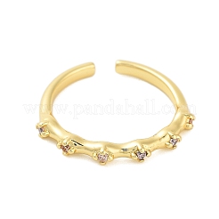 Brass Pave Cubic Zirconia Cuff Rings&nbsp;RJEW-U012-02G-01