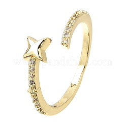 Brass Micro Pave Clear Cubic Zirconia Cuff Open Rings for Women&nbsp;CU-CBAE7DF-12G-04
