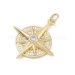 Brass Micro Pave Clear Cubic Zirconia Pendants&nbsp;KK-D289-18G
