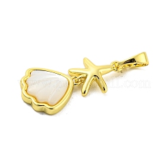 Brass Pave Shell Pendants&nbsp;KK-P263-01B-G