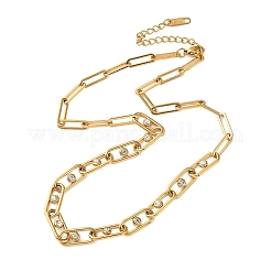 304 Stainless Steel Crystal Rhinestone Papperclip Chain Necklaces for Women&nbsp;SA-CBA8C9C-09G