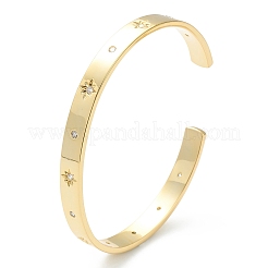 Brass Micro Pave Clear Cubic Zirconia Cuff Bangles&nbsp;BJEW-Z001-04G