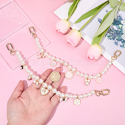2Pcs 2 Styles Alloy Enamel Pendants with ABS Plastic Pearl Bead Purse Chains&nbsp;HJEW-WH00400