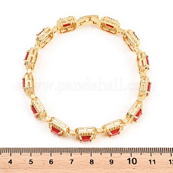 Square Brass Micro Pave Clear Cubic Zirconia and Glass Link Chain Bracelets&nbsp;BJEW-T025-04G-01