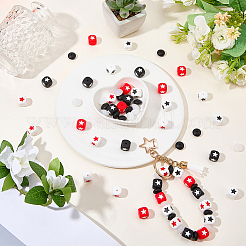 70Pcs 6 Styles Rondelle & Cube with Star Silicone Beads&nbsp;SIL-PA0001-35