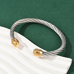 304 Stainless Steel Cuff Bangles&nbsp;BJEW-M136-01B-PG