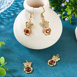 2Pcs Brass Micro Pave Cubic Zirconia Pendants&nbsp;KK-TA0002-81B