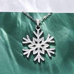 Snowflake 304 Stainless Steel Pendant Necklaces&nbsp;NJEW-M096-07P