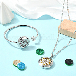 1Pc Stainless Steel Open Cuff Bangles & 1Pc Stainless Steel Pendant Neclace&nbsp;AJEW-SC0004-06B