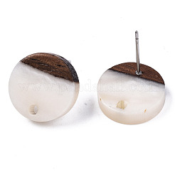 Resin & Walnut Wood Stud Earring Findings&nbsp;MAK-N032-007A