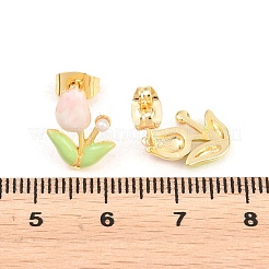 Flower Brass Enamel Stud Earrings&nbsp;EJEW-T051-08B