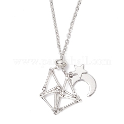 3Pcs 3 Styles 304 Stainless Steel Empty Macrame Pouch Star Moon Pendant Cable Chain Necklace Making&nbsp;NJEW-JN05281