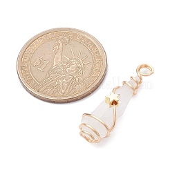 Electroplated Natural Quartz Crystal Dyed Copper Wire Wrapped Pendants&nbsp;PALLOY-JF02326-01
