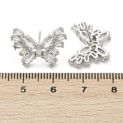 Butterfly Brass Micro Pave Cubic Zirconia Stud Earrings&nbsp;EJEW-M082-17P-01